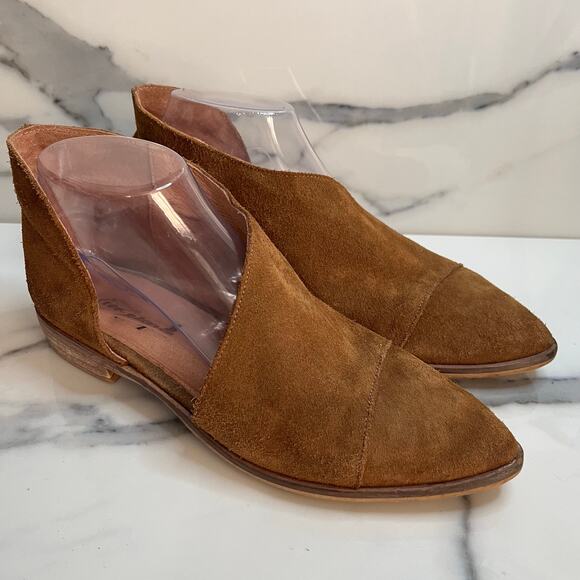 Free People Women Brown Suede Half D'Orsay Royale Shoes Sz 38 Sz 8 Festival Boho - Picture 1 of 8